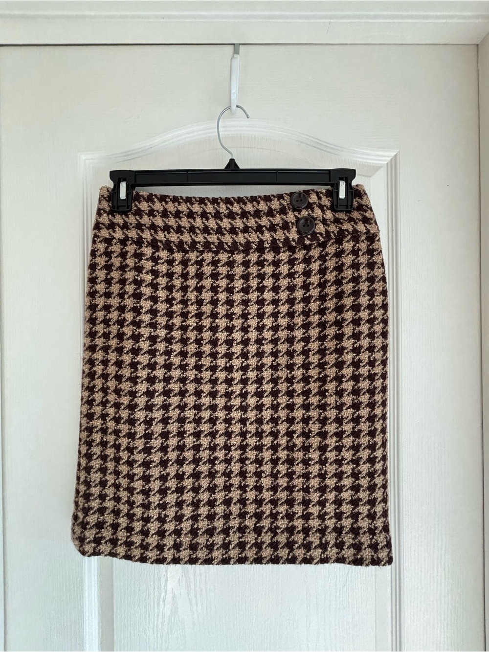 Ann Taylor sz 6 brown beige Houndstooth skirt boucle textured classic preppy - Picture 10 of 11